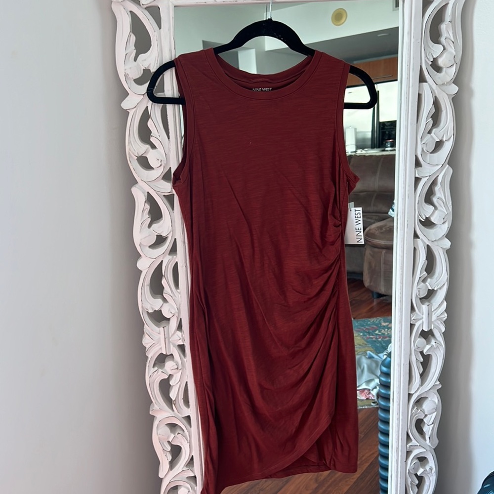 Rust Bodycon Dress with Criss Cross bottom